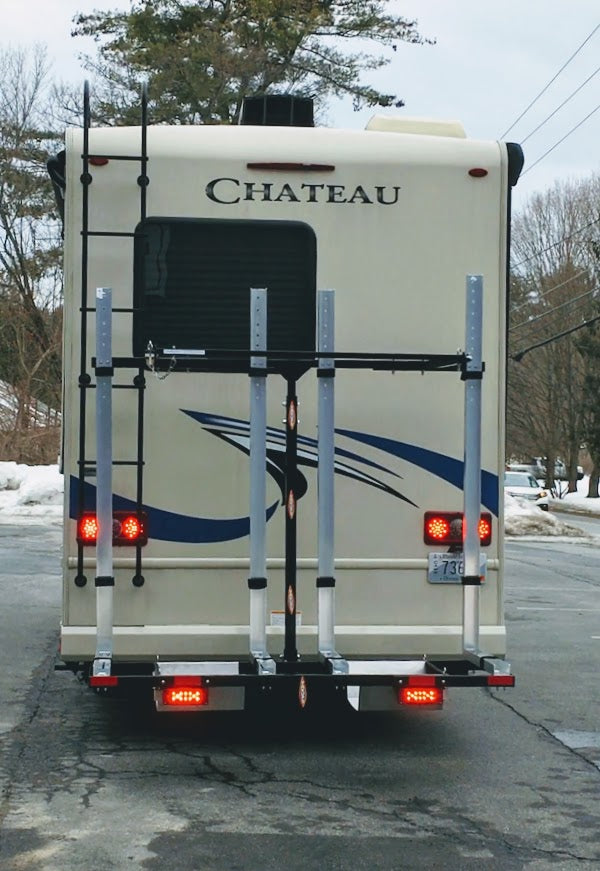 A Custom Motorcycle Carrier on our Fifth Wheel