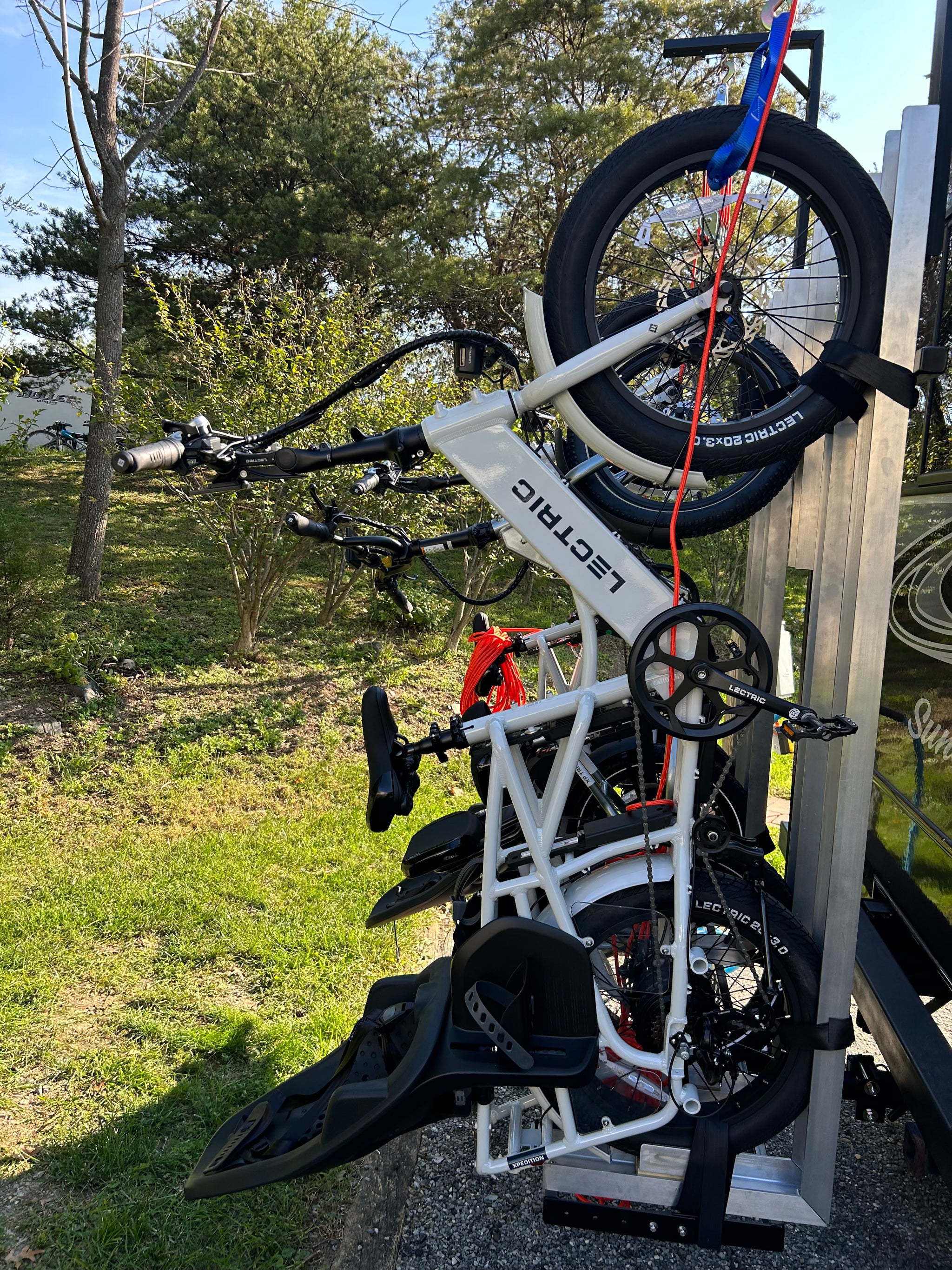 3 wheel bicycle carrier Yakups® Customized RV Trike rack - Fits two trikes or one Trike & 2 Standard bikes or Kayaks Vertically! Let us know your design you need!