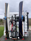 SAVE $350 ENDS 3/26/25 Yakups® Deduct this from price below! Yakups® Vertical Kayak Rack KR2B56 MOTORHOME & FIFTH WHEEL Fits Electric Bikes & or WATERCRAFTS  up to 32" wide & 12' long,  Optional bike rack can be added.