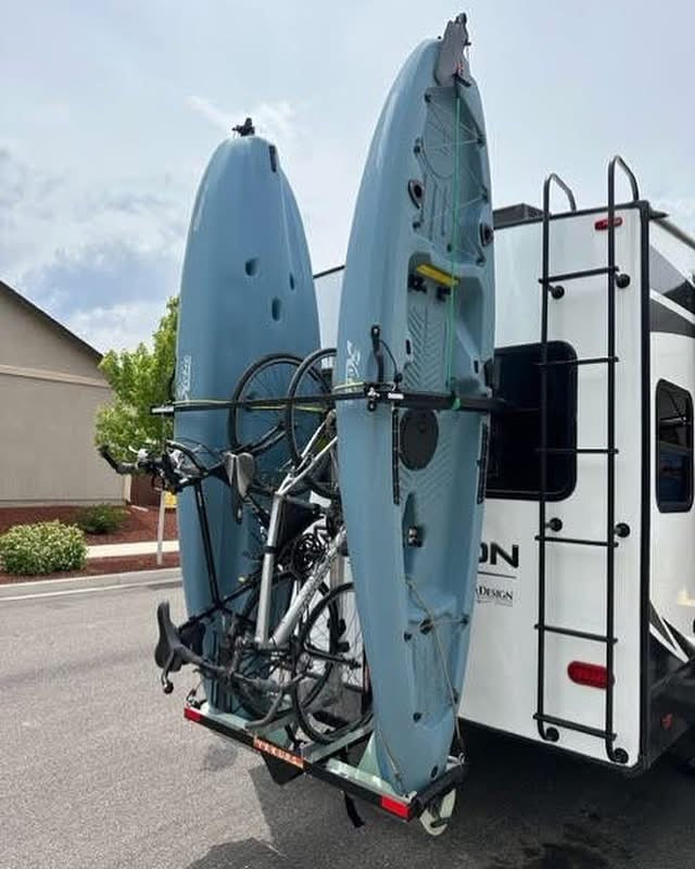Customized Yakups® RV Vertical Kayak racks! SEE the Possibility's Versatile racks carry Paddle boards, Bikes, Kayaks